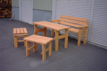 image506　ガーデンテーブル、背付きベンチ、背無しベンチ（２分割型）３点セット.jpg